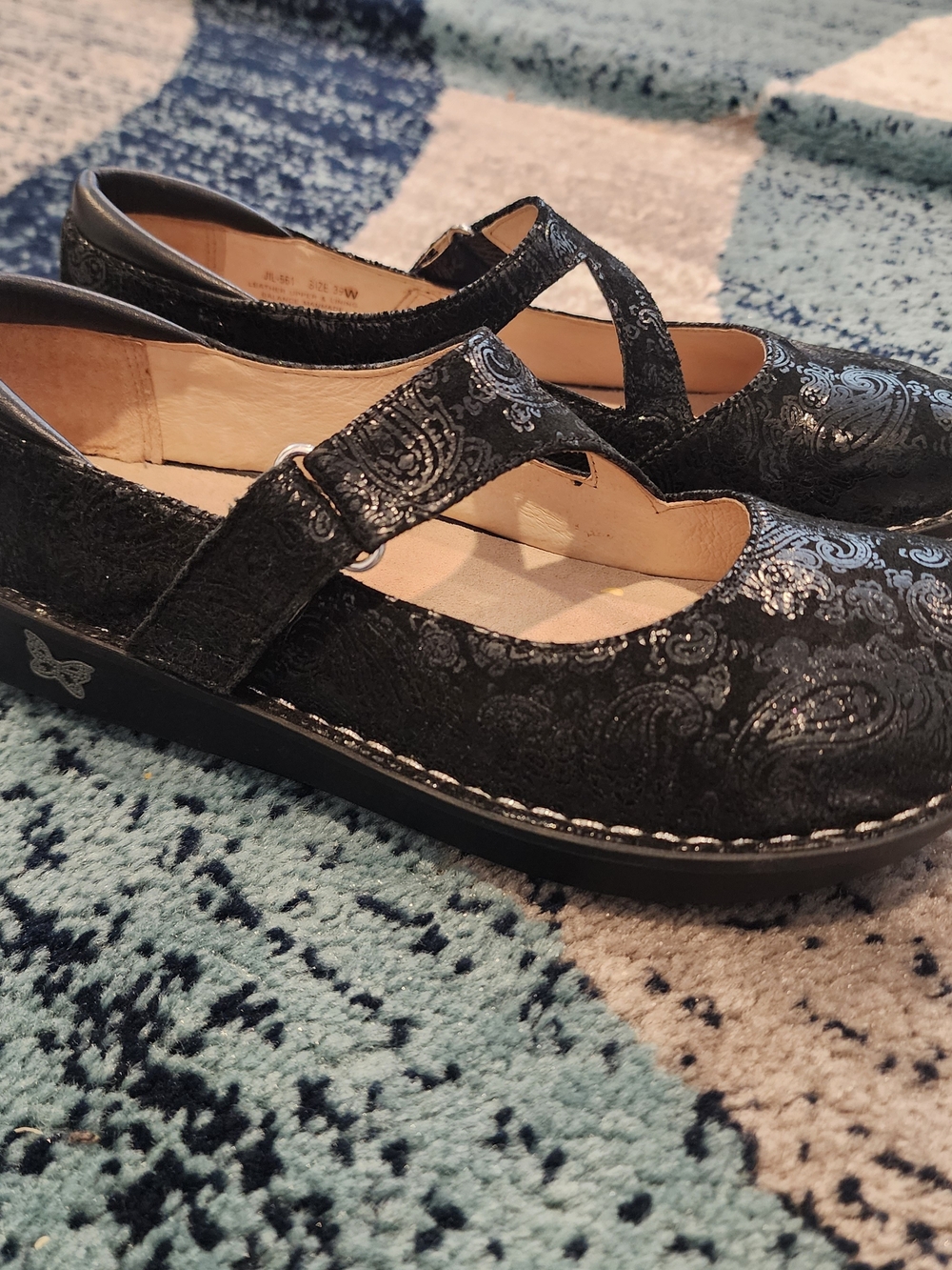 Alegria JIL-561 Black Paisley Mary Jane Shoes Women’s Comfort EU 39 US 8.5 Wide